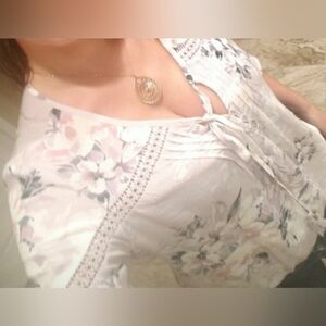 American rag light purple floral shirt, S